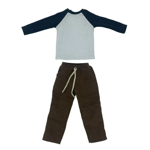 Traje de manga larga y pantalones 1/6, traje de ropa en miniatura, traje completo hecho a mano, ropa de figura de acción para figuras de vestir de 12 azul marino y blanco CUTICAT Traje de camisa corta