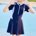 thumbnail image 7 of THDHVS Girls Swimsuit,Girls Bathing Suit,Summer Kids Sun Protection Swimsuit Skirt Solid Color Swimming Training Wear Blue 2-3 Years, 7 of 7