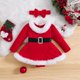 thumbnail image 2 of Suefunskry, trajes de Navidad para niñas, vestido mameluco de terciopelo con adornos de piel de manga larga + conjunto de diadema, ropa de Navidad para recién nacidos de 3 a 24 meses, 2 of 5