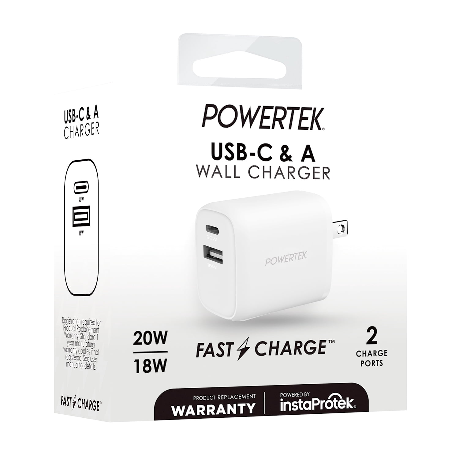 Liquipel Powertek Woven 20W Combo Wall Charger - White