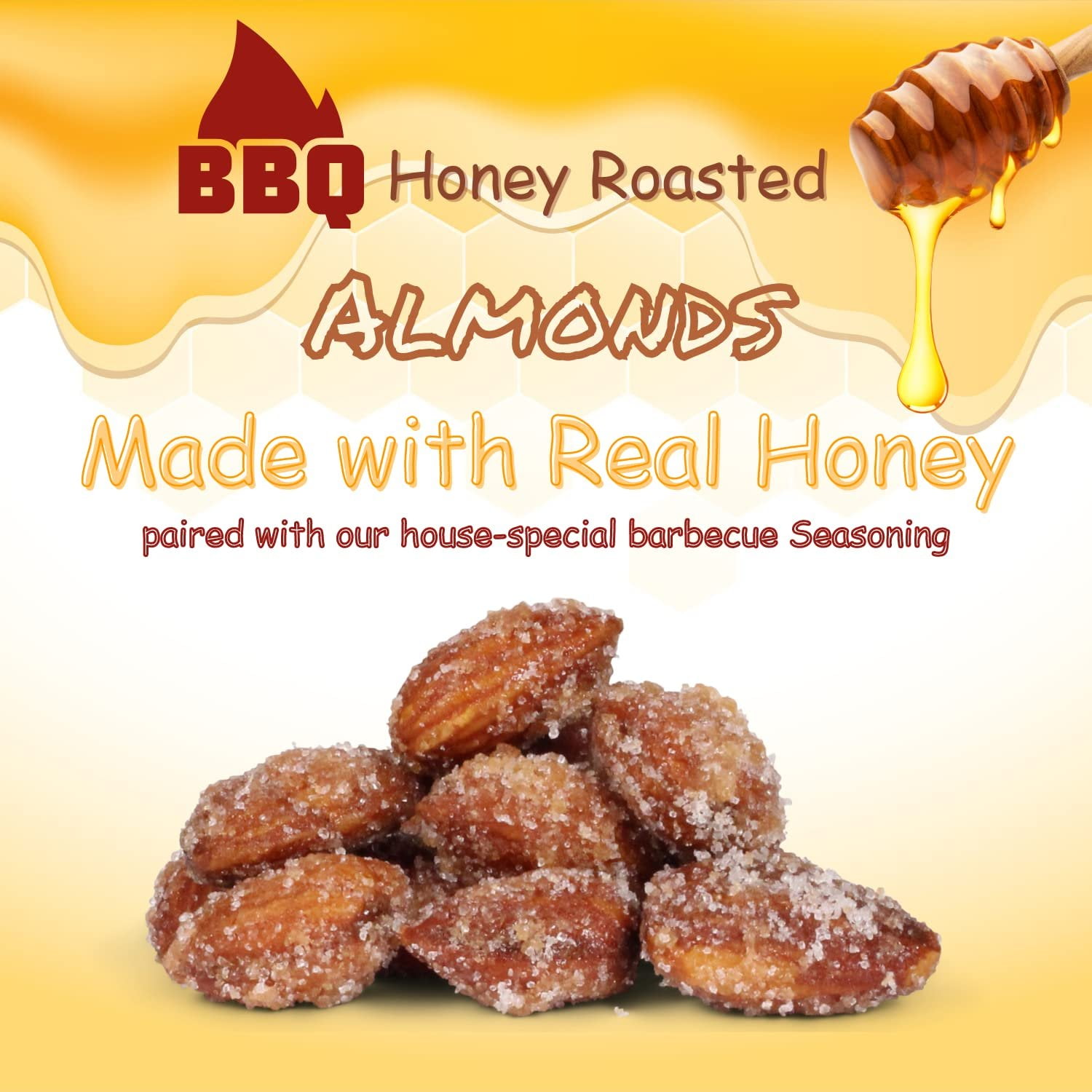 BBQ Honey Roasted Almonds by It's Delish, 2.5 LBS Reusable Jumbo Container  Gourmet Almonds in Honey Sugar Coating and Barbecue Seasoning, Sweet & Savory Seed Snack - Vegan, Kosher Parve