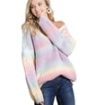 thumbnail image 4 of Real EGlam Ombre Sweater! Malibu Women's Knitted Ombre Rainbow Sexy V-Neck Oversize Sweater, Small, 4 of 4