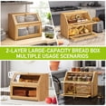 thumbnail image 4 of Farmhouse Bread Box for Kitchen Countertop Bread box Double Layer Bamboo Wooden Extra Large Capacity Bin Kitchen Food Storage Container(Natural), 4 of 7