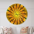 thumbnail image 2 of Designart 'Bright Yellow Fractal Flower on Green ' Modern wall clock, 2 of 6