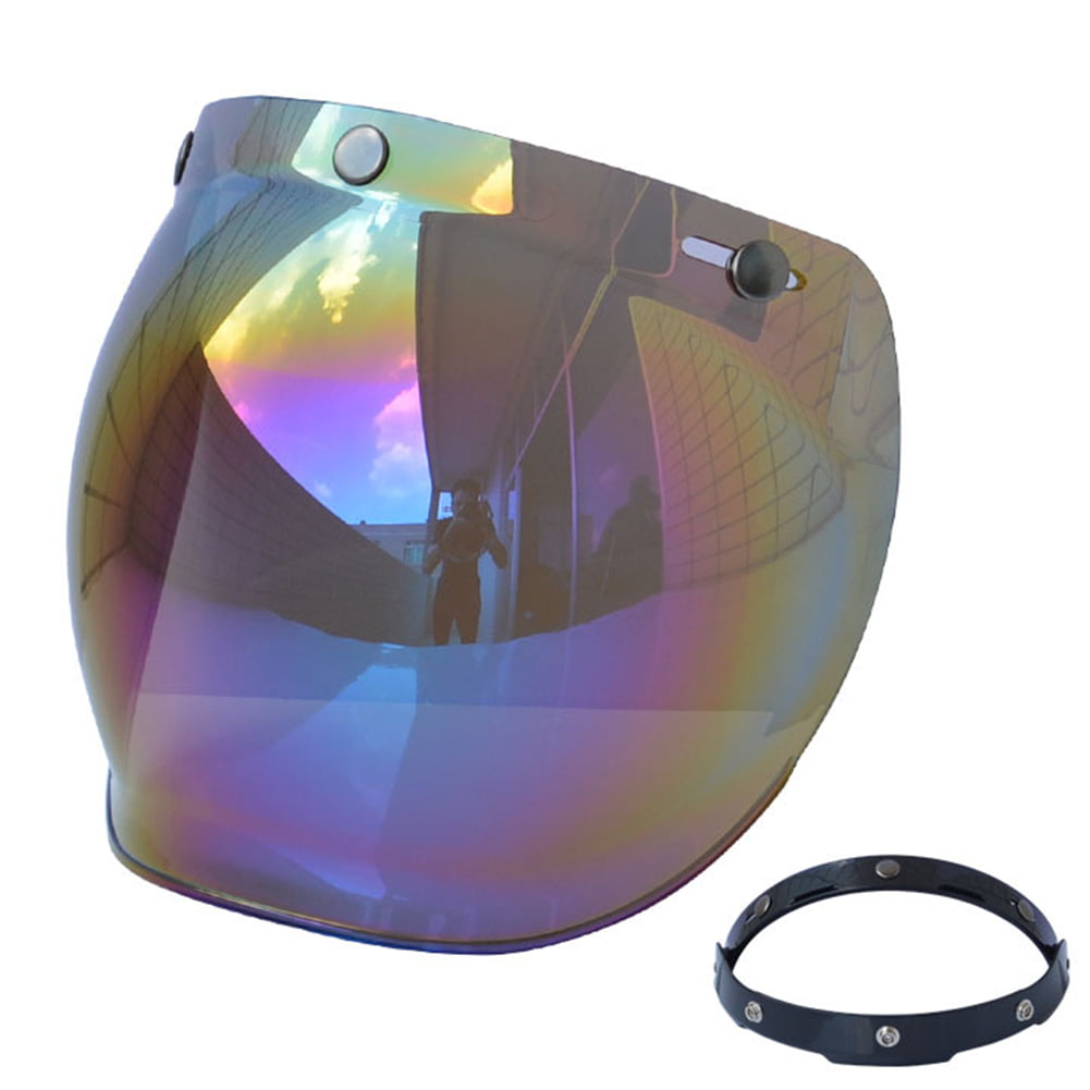 Motorcycle Helmet Visors Bubble Shield 3-Snap Open Face Anti-Fog Universal