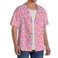 thumbnail image 2 of Balery Pink Donut Camisa Casual de Manga Corta con Botones para Hombre, Texturizada, Estilo Cubano, para Playa, Verano-XX-Large, 2 of 5