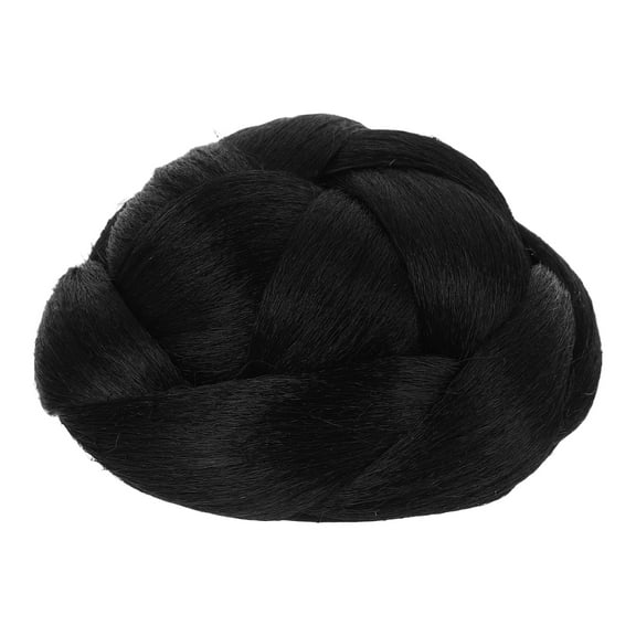 Updo Bun Wig 1b# Braided Bonnet for Curly Hair Women's Bride