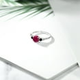 thumbnail image 4 of Gem Stone King 10K White Gold Red Created Ruby Black Diamond and White Diamond Accent 3-Stone Engagement Ring for Women | 1.18 Cttw | Three Stone Wedding Anniversary Ring for Women (Size 6), 4 of 5