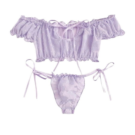 

Pedort Lingerie For Women Naughty Women s Lingerie Sets Comfort Push Up Bra and Panty Set Lace Underwire Lingerie Set(Purple S)