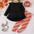thumbnail image 4 of NOLDARES Toddler Clothes for Baby Girls Cute Print Long Sleeve Sweatshirt Pants Girls Warm Fall Winter Outfits Set(Orange,5-6 Y), 4 of 5