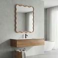 thumbnail image 3 of Kadyn 20"x30" Wavy Rectangle Accent Mirror, Decorative Wall Mounted Mirror for Home Bedroom Living Room Entryway, Premium Solid Wood Frame Design, Natural Wood Color, 3 of 12