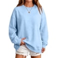 thumbnail image 6 of Women's Oversized Crewneck Sweatshirt with Drop Shoulders and Ribbed Cuffs Heather Grey Casual Top, S-2XL, 6 of 6