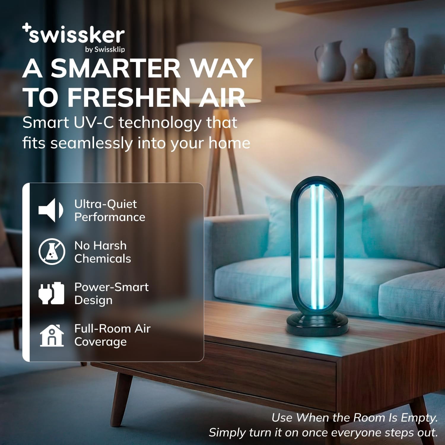 Swissker by Swissklip HaloUV 38W UVC Lamp with Ozone - Professional Odor Restoration & Deodorizer - Remote Control Included - EPA Est. 104616-CHN-1