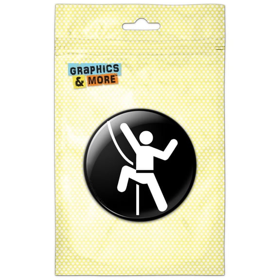 Rock Climbing Repelling Belay Pinback Button Pin Badge