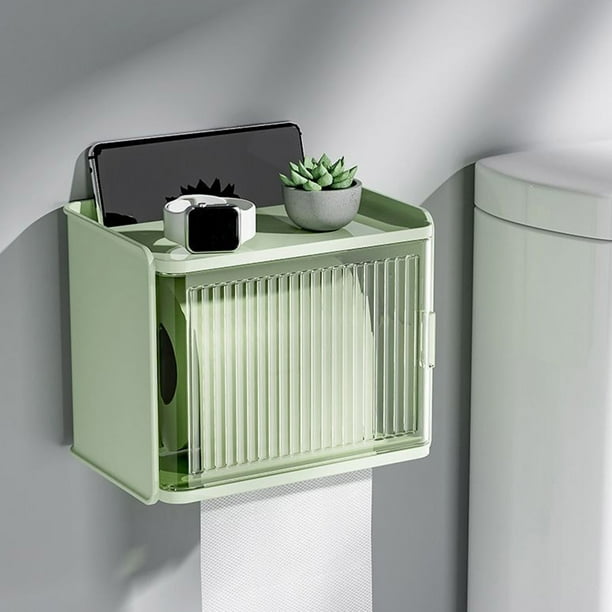 Caja de papel higiénico, caja de papel higiénico, caja de rollo sin perforar para montar en la pared, caja de rollo transparente para papel higiénico, estante de almacenamiento, gabinete de almacenami
