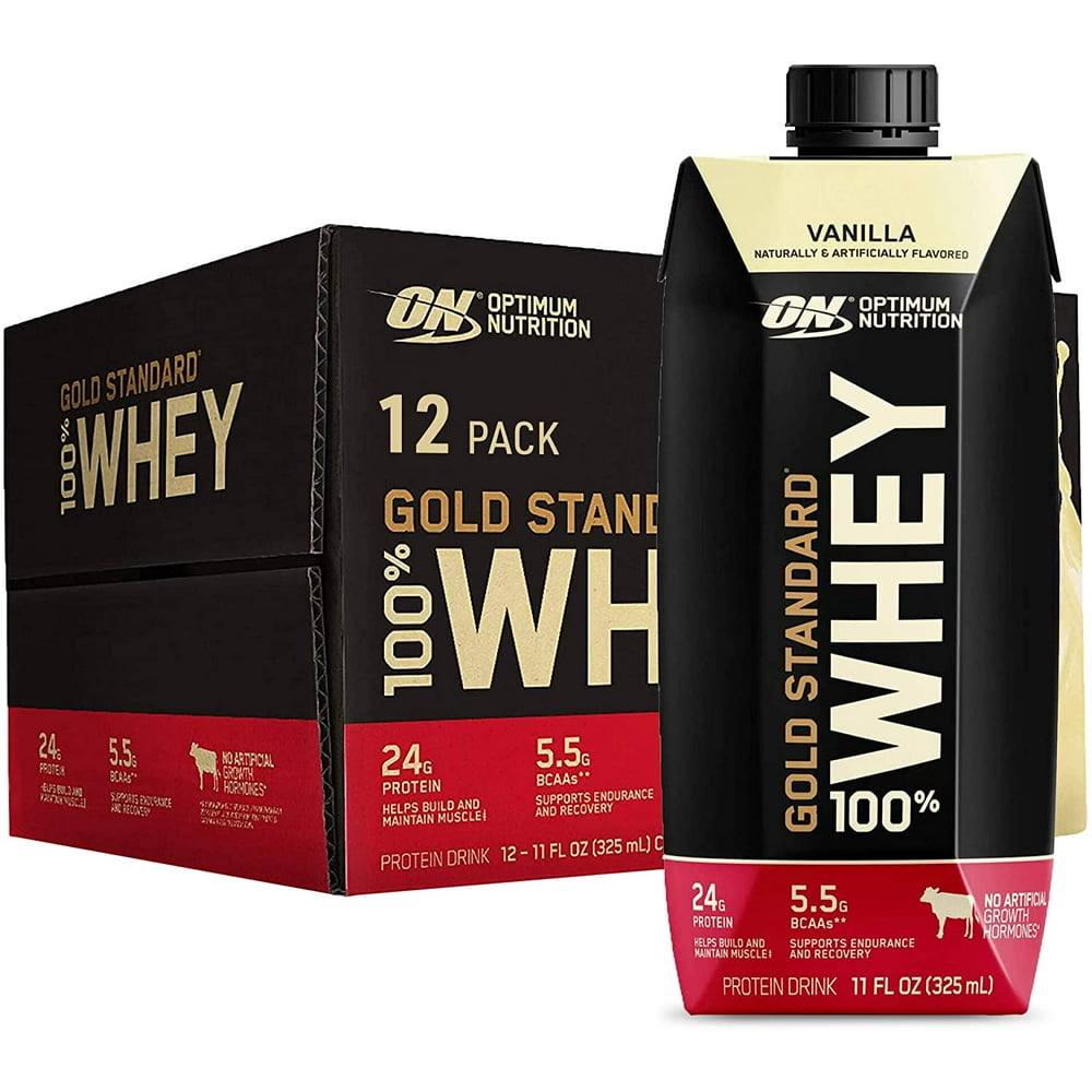 Optimum Nutrition Gold Standard 100% Whey Protein Shake, Vanilla, 24g