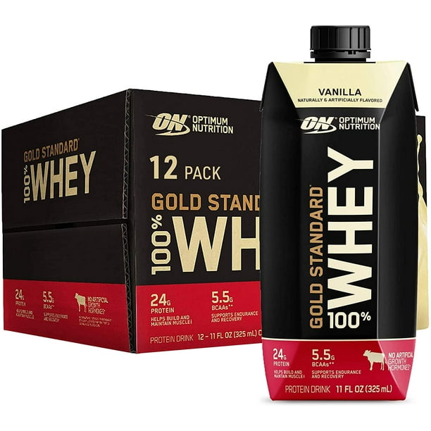 Optimum Nutrition Gold Standard 100% Whey Protein Shake, Vanilla, 24g