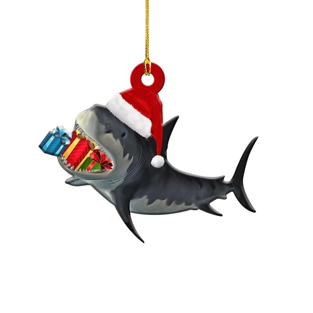 Adornos colgantes navideños Lindo colgante de tiburón Adorno de recuerdo de fiesta de Navidad para Estilo A