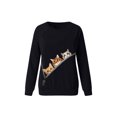 thumbnail image 3 of Jersey de mujer, sudadera informal holgada con estampado de gato, cuello redondo, camisetas de manga larga, moda de otoño, camisas holgadas, 3 of 4
