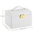 thumbnail image 3 of Simperf Jewelry Box for Women, 3-Layer Leather Jewelry Holder Organizer, with 2 Drawers, Large Jewelry Storage Boxes, Jewelry Box with Lock and Mirror, Large Storage Space for Ring, Necklace, Earring, 3 of 8