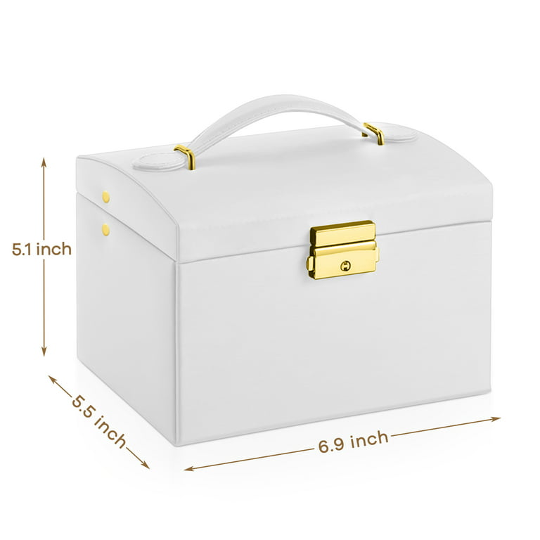 Buy White Three Layer Faux Leather Jewelry Box with Anti Tarnish Lining and  2 Removable Tray, Jewelry Organizer Box, Travel Jewelry Box, Jewelry  Storage, Travel Jewelry Organizer at ShopLC.