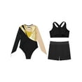 thumbnail image 4 of TTAO Girls' Ballet Gymnastics Leotards 3PCS Dance Bodysuit Athletic Biketard Active Set Dancewear Gold 6, 4 of 5