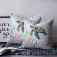 thumbnail image 3 of Sea Turtle Coastal Throw Pillow Covers, Soft Pillowcases with Invisible Zipper, Summer Beach Coral Ocean Seaweed Decorative Square Pillow Cushion Covers for Living Room Couch Sofa Bed 26x26 Inches, 3 of 8