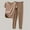 Khaki #1, variant on Pajamas pstuiky Pajamas for Women Set, Women Solid Color Round Neck Short Sleeve Top and Elastic Waist Trousers Pajamas Set Home Wear Set Leisure Khaki M