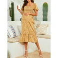 thumbnail image 3 of Biekopu Pregnant Woman Summer Dress,Floral Print Square Neck Short Sleeve Chiffon Midi Dress, 3 of 7