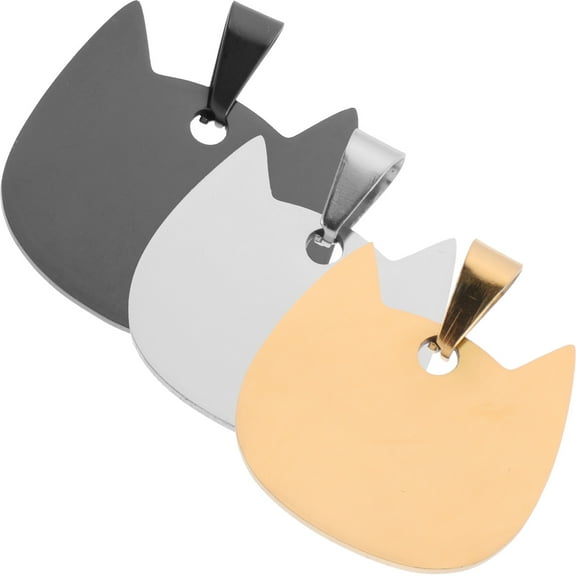 OFFIGAM 3-Pack Stainless Steel Dog Necklace Custom Engraved Pet Collar Name Plate Pendant