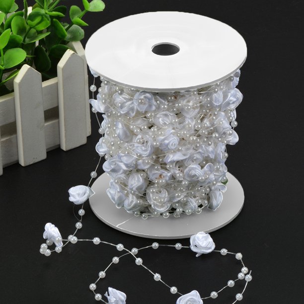 Guirnalda de cuentas de perlas rosas de 30m para el cabello, decoración DIY para el hogar y la boda, color blanco Tmvgtek Para estrenar
