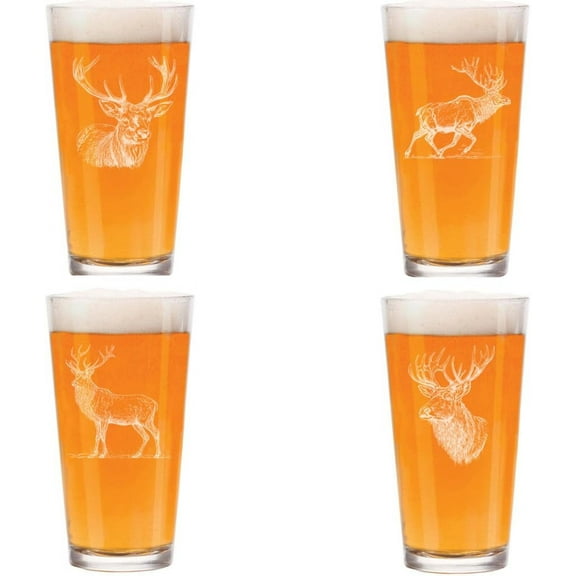 16 oz Beer Pint Glass Gift Set Of 4 Elk Collection