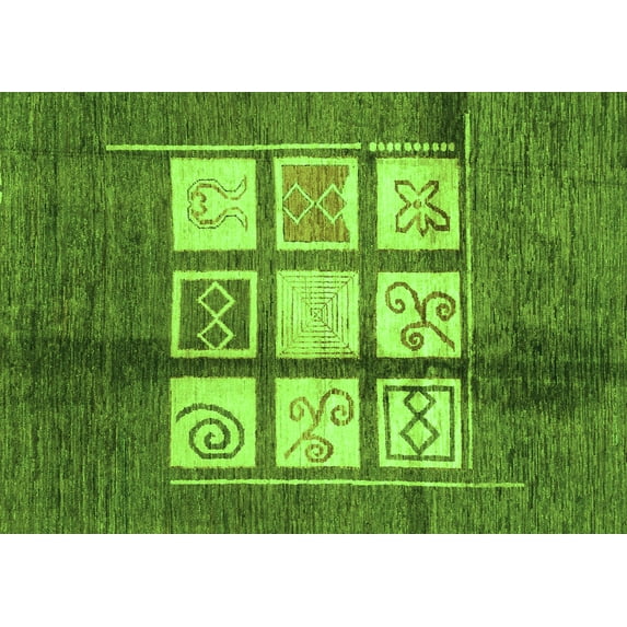 Ahgly Company Indoor Rectangle Oriental Green Modern Area Rugs, 7' x 10'