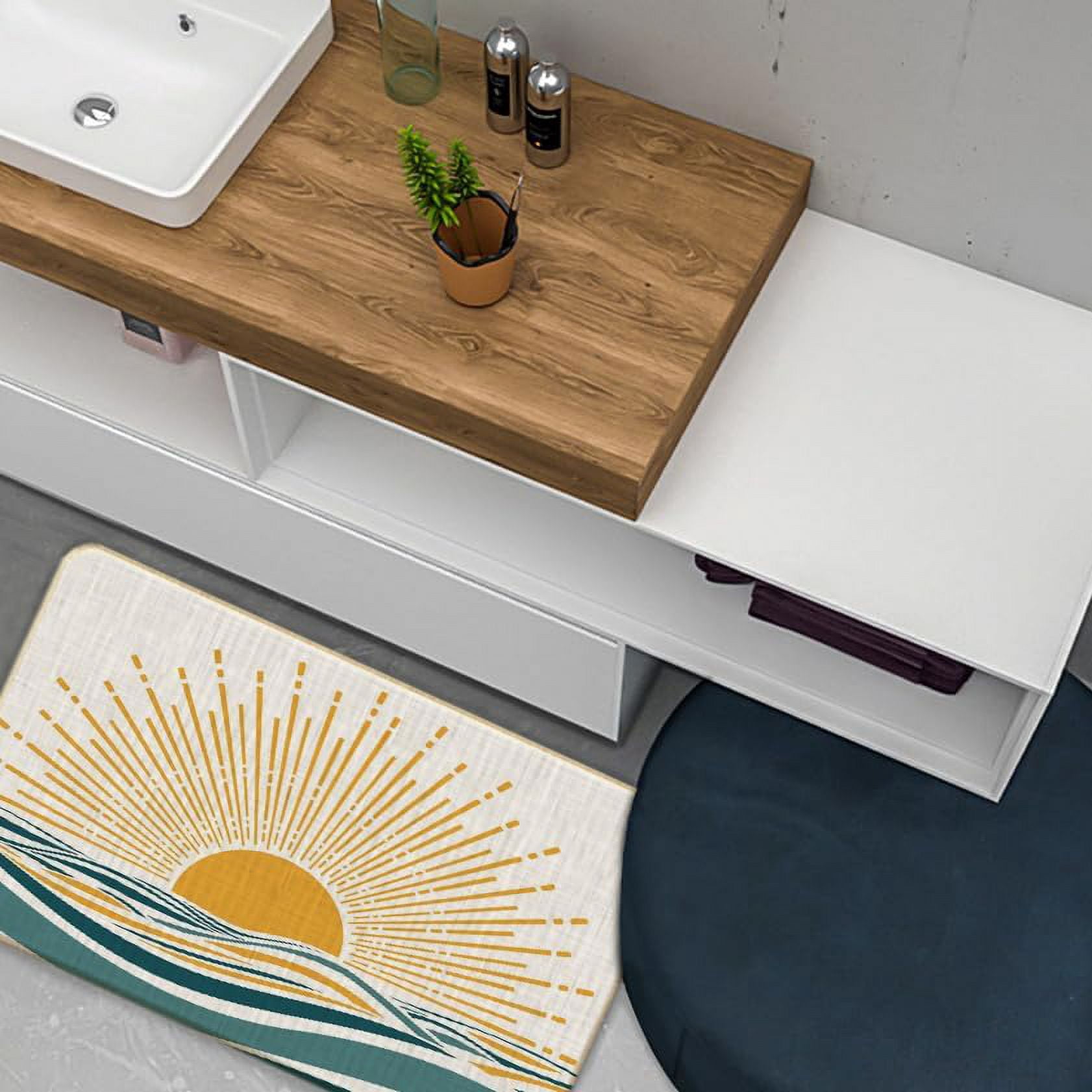 Boho Sun Ocean Front Door Mat Bohemian Welcome Mat for Entryway, Bath, Kitchen 17x30 Inch Outdoor/Indoor Decor Add a Splash of Boho Charm to Your Home’s Entrance Unique and Artistic Design
