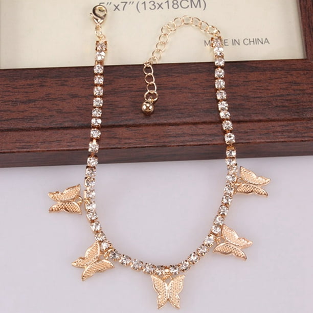 Download Yaoping Yaoping Butterfly Tennis Anklet Rhinestone Jewelry For Women Crystal Butterfly Pendant Anklet Beach Foot Chain Bracelet Walmart Com Walmart Com