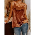 thumbnail image 3 of Women Tank Tops Spaghetti Strap Cami Peasant Tops Lace Patchwork Camisole Sleeveless Backless Vest Summer Tshirts Camisoles Velvet Tops Streetwear, 3 of 6