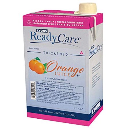 Lyons ReadyCare Thickened Orange Juice for Dysphagia & Swallowing Difficulty - Nectar Consistency, Level 2 Mildly Thick - 46 fl oz (6 Pack)