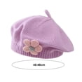 thumbnail image 5 of Girls Winter Hat Flower Decor Knitted Elastic Anti-slip Children Painter Cap Photo Prop Daily Outdoor Travel School Shopping Headwear, 5 of 8