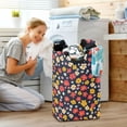 thumbnail image 5 of Yayeee Freestanding Laundry Hamper with Handle Collapsible Large Storage Basket for Clothes, Small Colorful Flower, 5 of 7