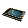 thumbnail image 5 of Set of 2 Rectangular Decorative Trays Tall Rims Faux Marble Blue Gold, 5 of 5