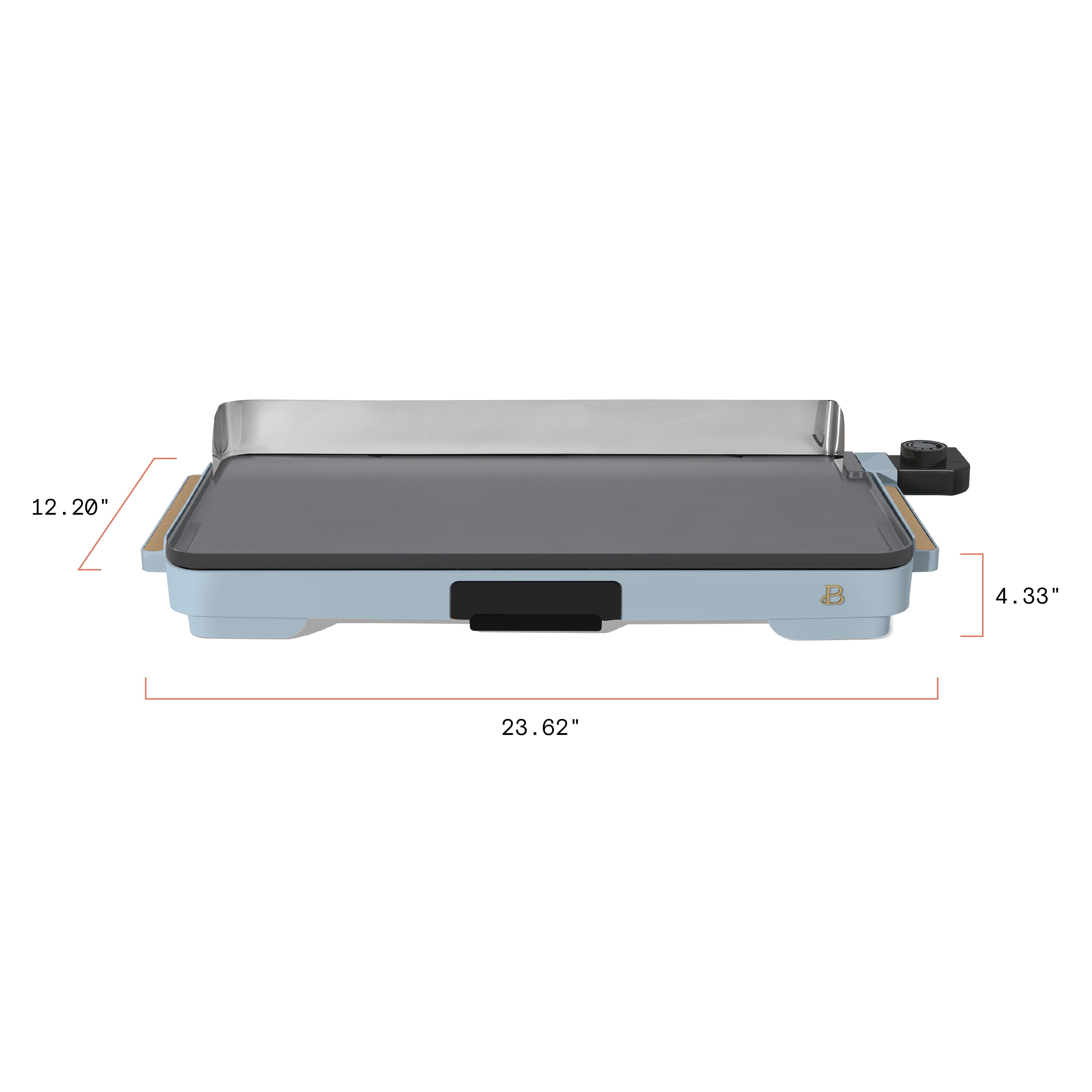 Beautiful XL Electric Griddle 12" x 22"- Non-Stick, Cornflower Blue by Drew Barrymore