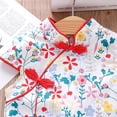 thumbnail image 7 of Coerni Little Girl Floral Printed Dress Chinese Qipao Toddler Baby Girls Short Sleeve Sleeve Cheongsam Summer Princess Dress, 7 of 7