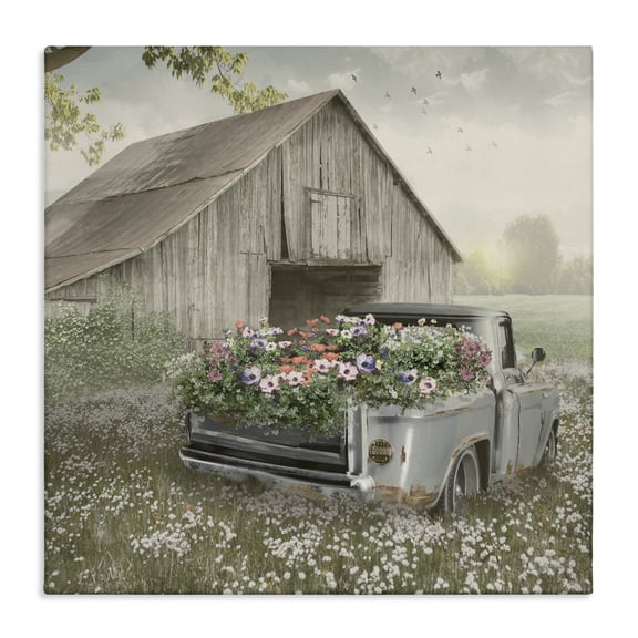 Stupell Industries Gathering Fragrance Flower Truck Canvas Wall Art, design by Nan, 36 x 36