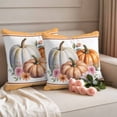 thumbnail image 2 of Orange Pumpkin Outdoor Waterproof Pillow Covers, Fall White Pink Rose Flower Thanksgiving Decorative Square Throw Pillowcase Sofa Cushion Sham for Patio/Couch/Chair, 26"x26" 2 Pack, 2 of 8