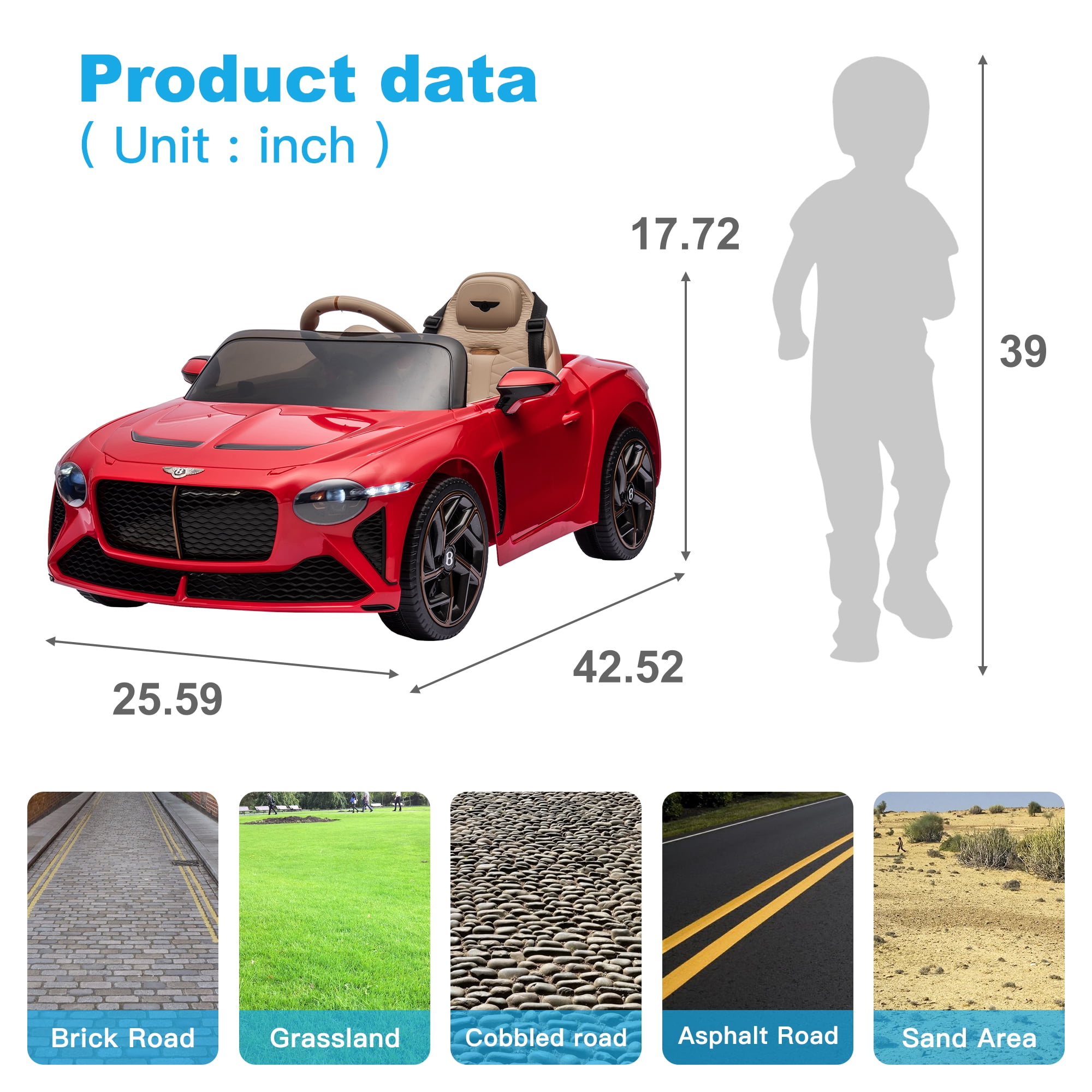 CIPACHO Licensed Bentley Mulsanne 12 V Kids Electric Ride On Cars Battery Powered Sports Car Toy, Parents Control, Sound System, Red CIPACHO Licensed Bentley Mulsanne 12 V Kids Electric Ride On Cars Battery Powered Sports Car Toy, Parents Control, Sound System, Red