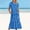 Blue, variant on Sakmal Floral Casual Dresses for Women Pleated Boho with Pocket Comfort Fit Short Sleeve Blue Maxi Sundress