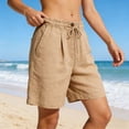 thumbnail image 6 of Axiiglly Casual Shorts for Women Elastic Waist Drawstring Shorts with Button Plus Size Solid Color Summer Holiday Outdoor Shorts, 6 of 6