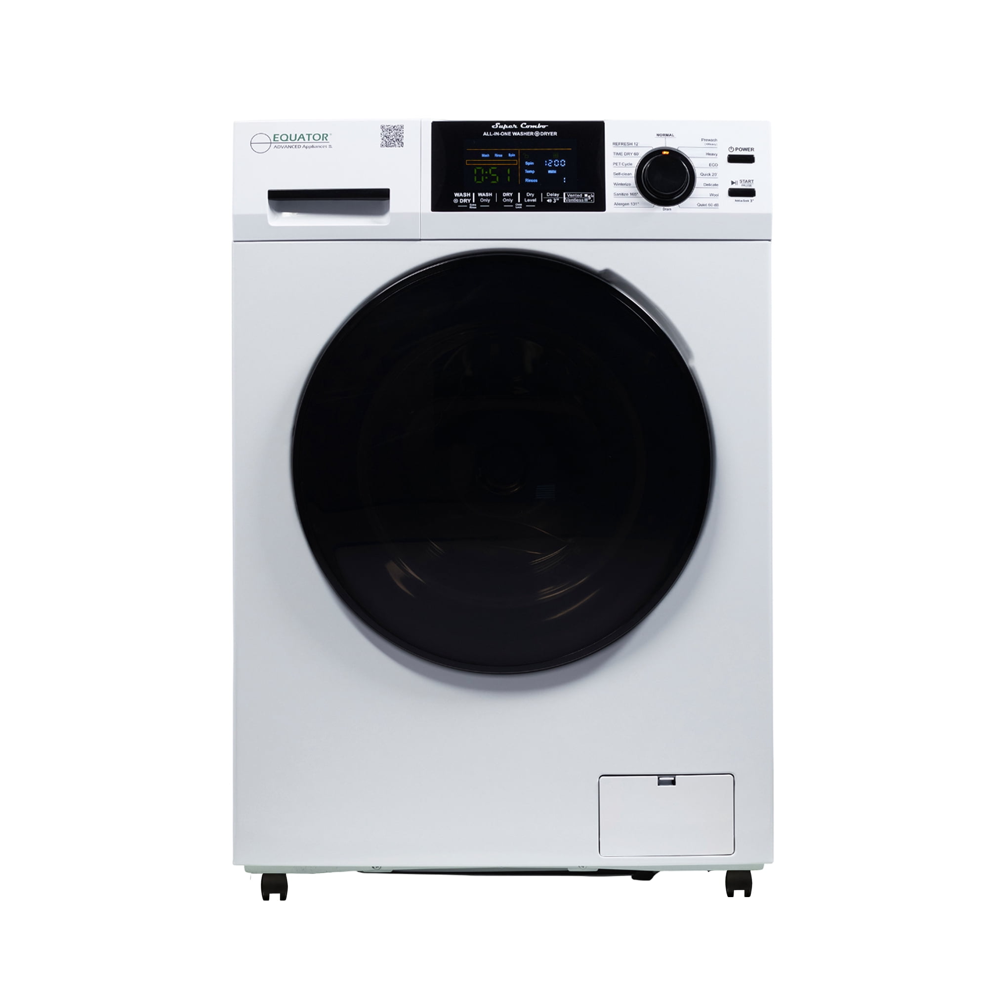 Equator All-in-One Washer Dryer VENTLESS/VENTED PET 1.62cf/15lbs+Portability Kit