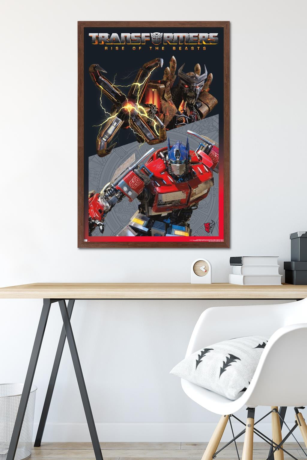 Transformers: Rise of the Beasts - Optimus Prime vs. Scourge Wall Poster, 22.375" x 34" Framed