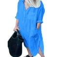 thumbnail image 1 of CHUANK Robe Maxi en Coton et Lin pour Femmes, Décontractée, Ample, Caftan, Longue, 1 of 2